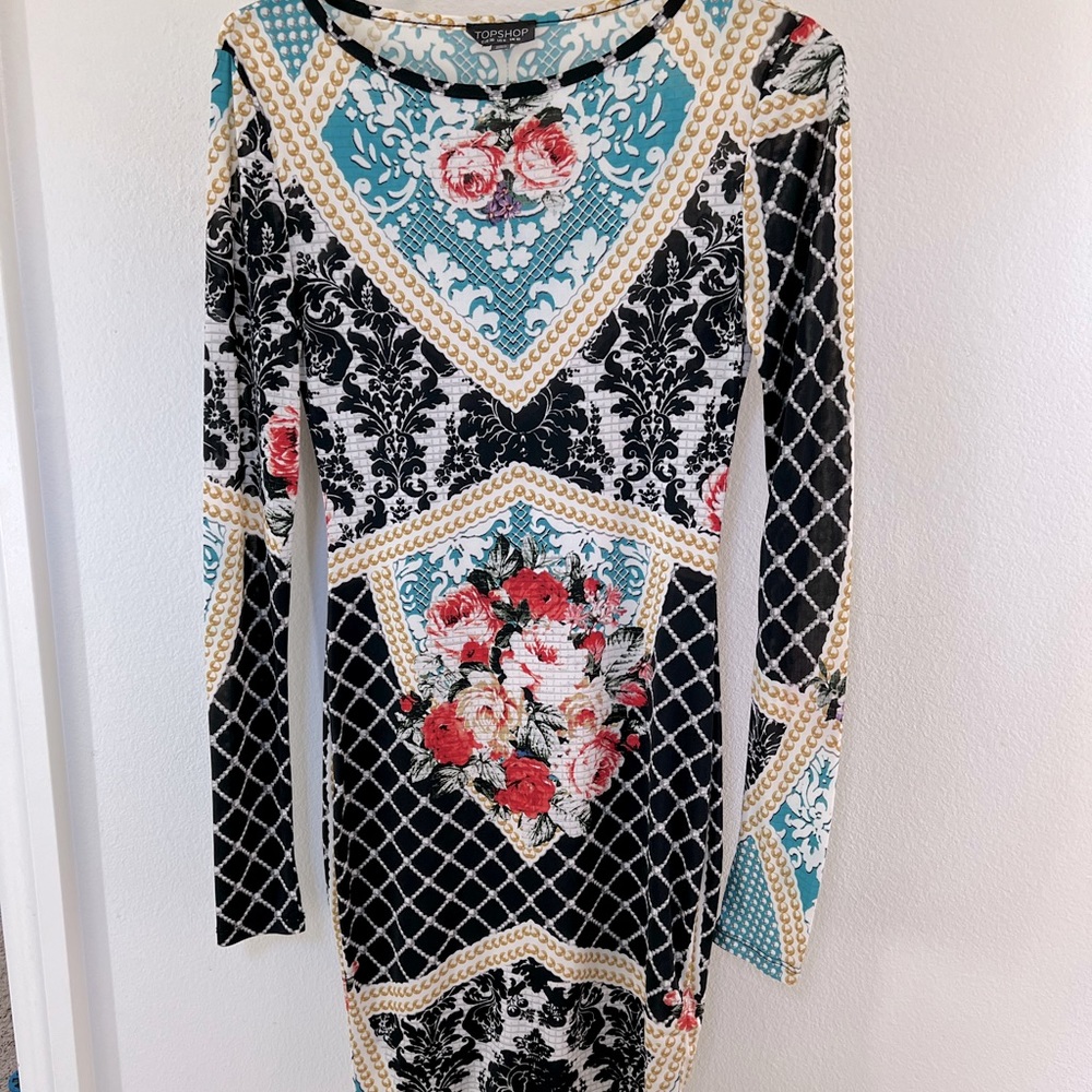 TOPSHOP bodycon long sleeve dress